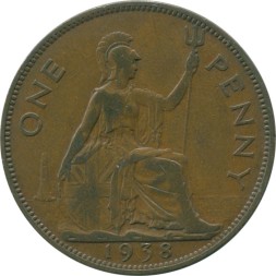 Великобритания 1 пенни 1938 год