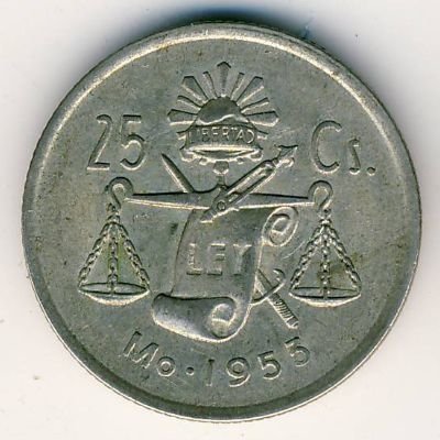 Мексика 25 сентаво 1953 год