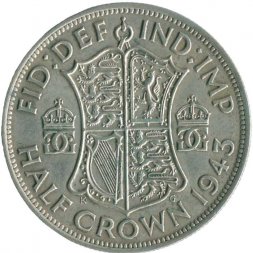 Великобритания 1/2 кроны 1943 год