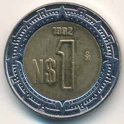 Мексика 1 новый песо 1992 год - Хохлатый сокол
