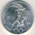 Сан-Марино 1000 лир 1984 год - Олимпийские Игры, Лос-Анджелес