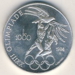 Сан-Марино 1000 лир 1984 год - Олимпийские Игры, Лос-Анджелес
