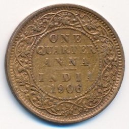 Британская Индия 1/4 анны 1906 год