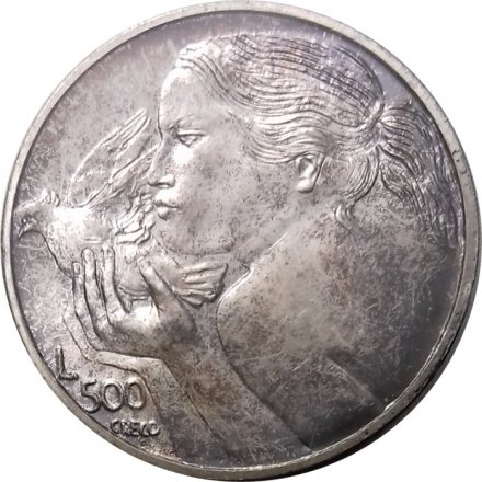 Сан-Марино 500 лир 1973 год - Девушка и голубь