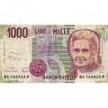 Италия 1000 лир 1990 год - Мария Монтессори. Учитель и ученик - F