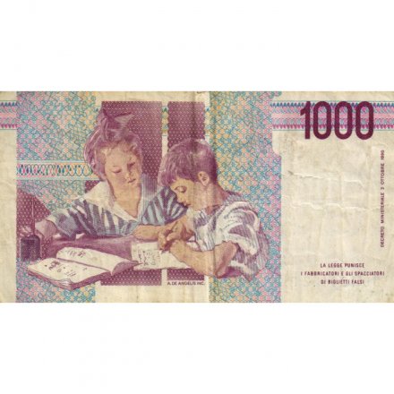Италия 1000 лир 1990 год - Мария Монтессори. Учитель и ученик - F