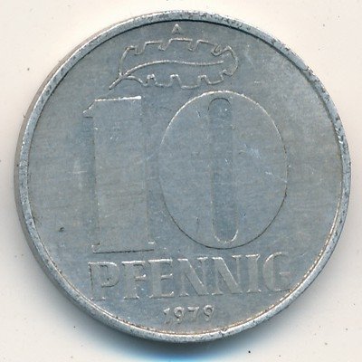 ГДР 10 пфеннигов 1979 год