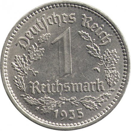 Третий Рейх 1 рейхсмарка 1935 год (A)