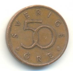 Швеция 50 эре 1995 год - Карл XVI Густав