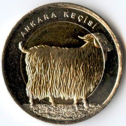 Турция 1 лира 2015 год - Ангорская коза