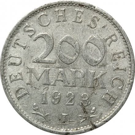 Веймарская республика 200 марок 1923 год (J)