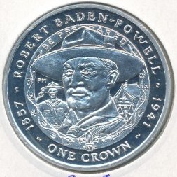 Фолклендские острова 1 крона 2007 год - 150 лет со дня рождения Роберта Баден-Пауэлла (серебро)