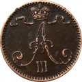 Финляндия 1 пенни 1892 год - Александр III - XF