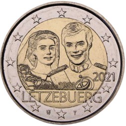 Люксембург 2 евро 2021 год - 40 лет со дня бракосочетания Великого Герцога Анри и Великой Герцогини Марии-Терезы