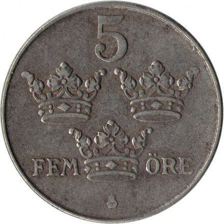 Швеция 5 эре 1942 год - Король Густав V (железо)