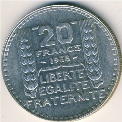 Франция 20 франков 1938 год