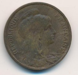 Франция 5 сантимов 1909 год