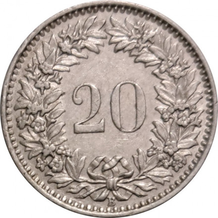 Швейцария 20 раппенов 1961 год