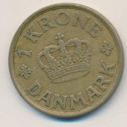 Дания 1 крона 1925 год - Король Кристиан X