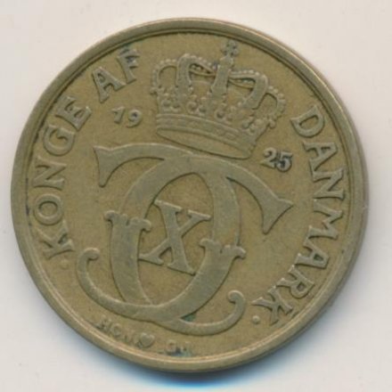 Дания 1 крона 1925 год - Король Кристиан X