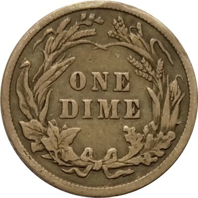 США 1 дайм (10 центов) 1911 год (без отметки монетного двора)
