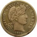 США 1 дайм (10 центов) 1911 год (без отметки монетного двора)