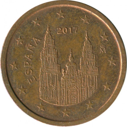 Испания 2 евроцента 2017 год - Кафедральный собор Сантьяго-де-Компостела