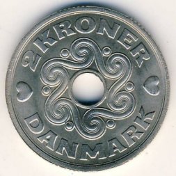 Дания 2 кроны 1990 год