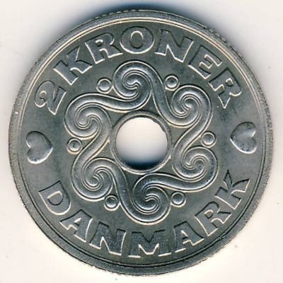 Дания 2 кроны 1990 год
