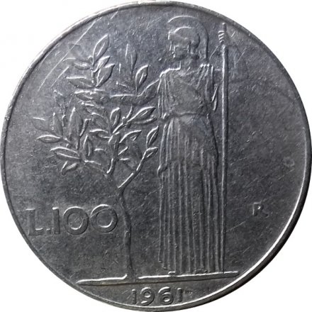 Италия 100 лир 1961 год - Минерва