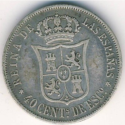Испания 40 сентимо 1867 год