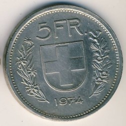 Швейцария 5 франков 1974 год
