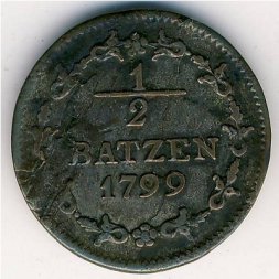 Швейцария 1/2 батцена 1799 год