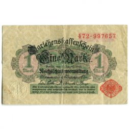 Германия 1 марка 1914 год - красная печать - F