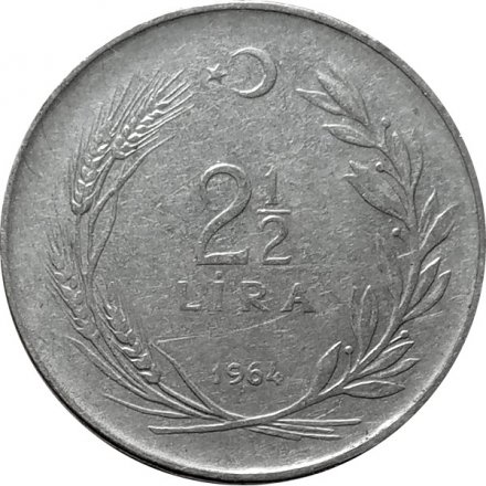 Турция 2 1/2 лиры 1964 год