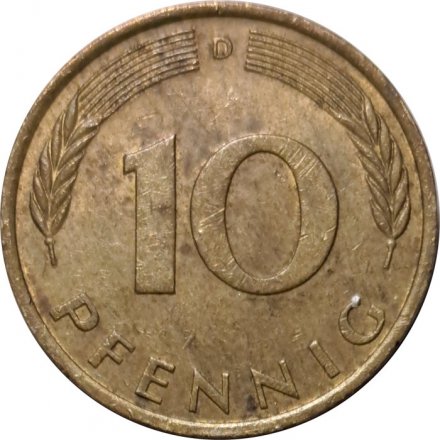 ФРГ 10 пфеннигов 1974 год - D