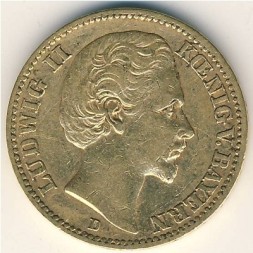 Бавария 20 марок 1873 год