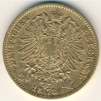 Бавария 20 марок 1873 год
