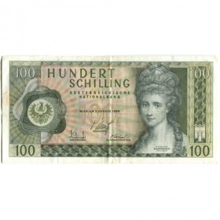 Австрия 100 шиллингов 1969 год - Мария Анна Анжелика Кауфманн VF+
