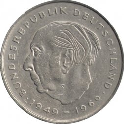 ФРГ 2 марки 1972 год - Теодор Хойс. 20 лет Федеративной Республике (1949-1969) (F)