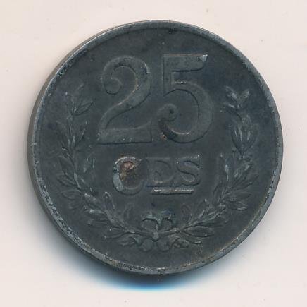 Люксембург 25 сантимов 1920 год - Великая герцогиня Шарлотта