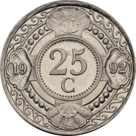 Антильские острова 25 центов 1992 год