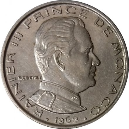 Монако 1 франк 1968 год