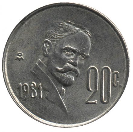 Мексика 20 сентаво 1981 год - Мадеро