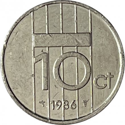 Нидерланды 10 центов 1986 год