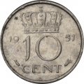 Нидерланды 10 центов 1951 год