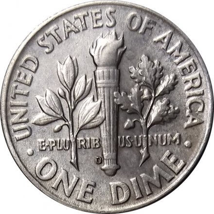 США 1 дайм (10 центов) 1964 год - Рузвельт (D)