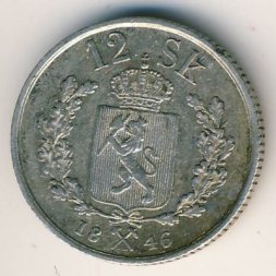 Норвегия 12 скиллингов 1846 год