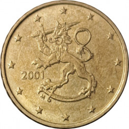 Финляндия 10 евроцентов 2001 год - Герб Финляндии