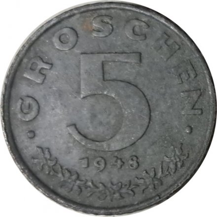 Австрия 5 грошей 1948 год